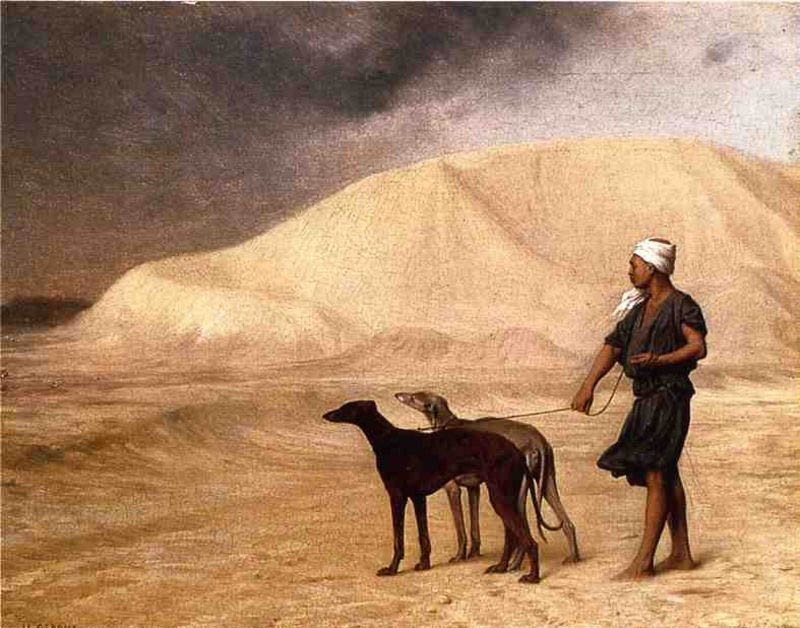 Jean-Leon Gerome Team of Dogs in the Desert
